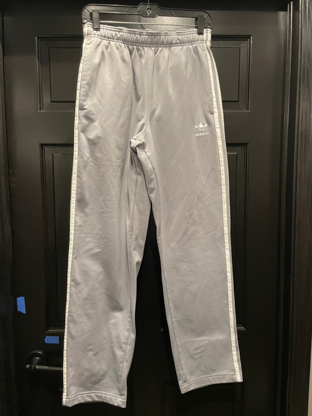 adidas Light Gray Track Pants with Side Stripes